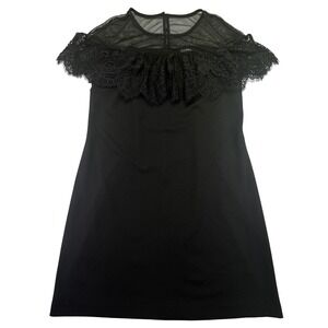 Roz & Ali Dress Women's Size 12 Romantic Black Lace Tulle Overlay Sheath Romance